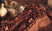 VERMEER VAN DELFT, Jan A Woman Asleep at Table (detail) aer oil on canvas